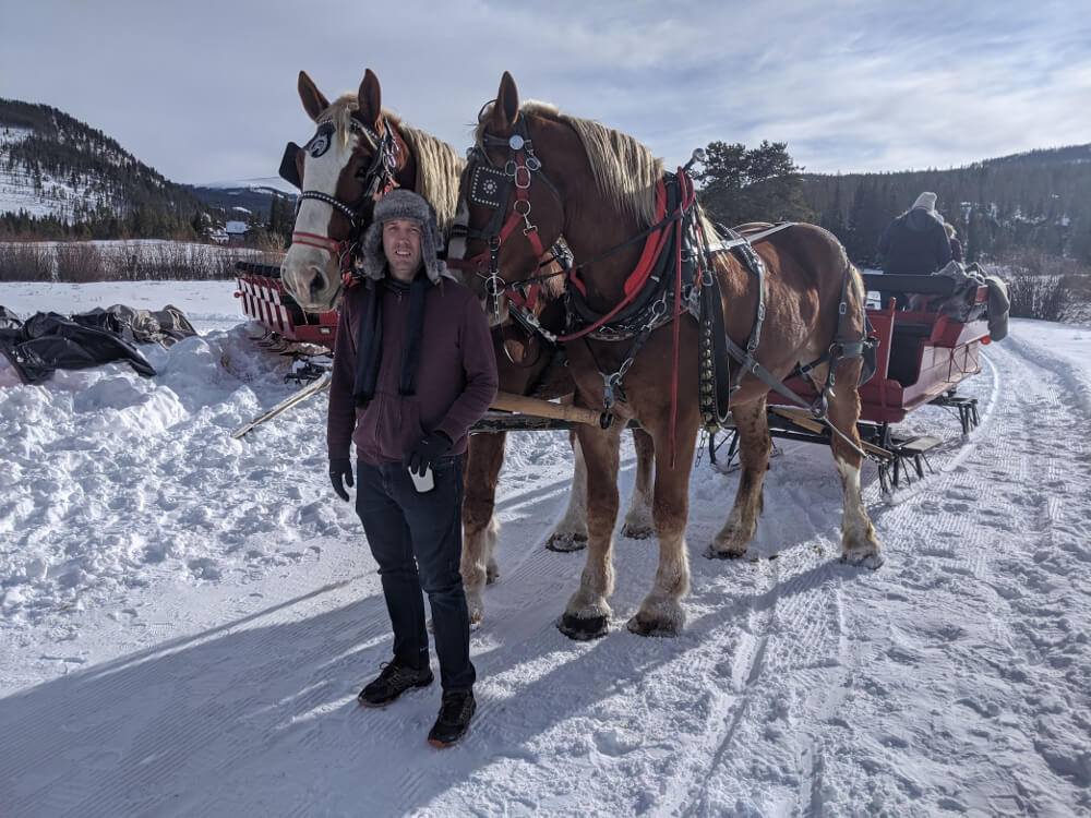 Horse sleigh ride in breckenridge, colorado