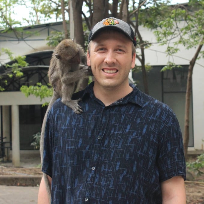 Tom dupuis with monkey