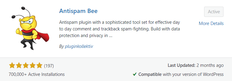 Antispam bee plugin