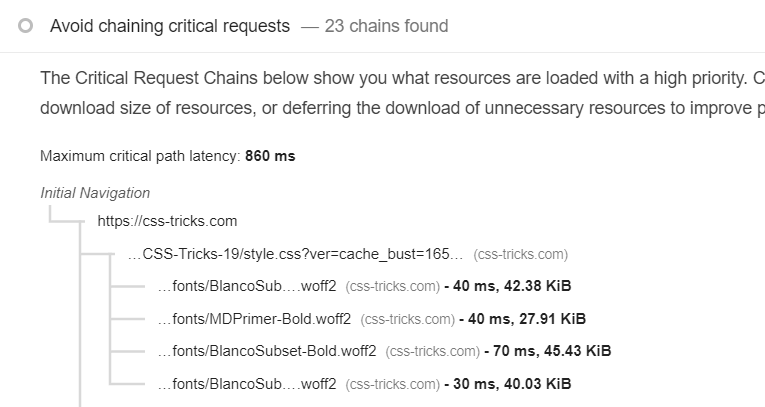 Avoid chaining critical requests