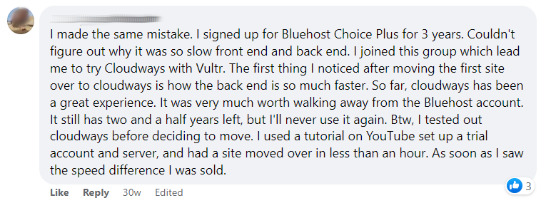 Bluehost choice plus vs cloudways vultr