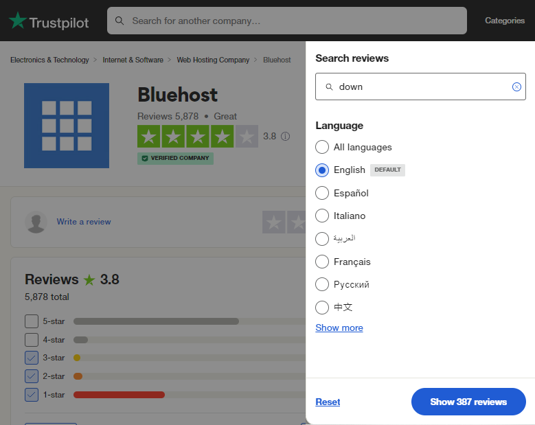 Bluehost downtimes