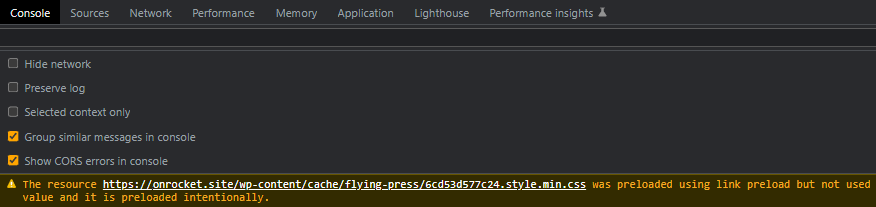 Chrome dev tools preload error