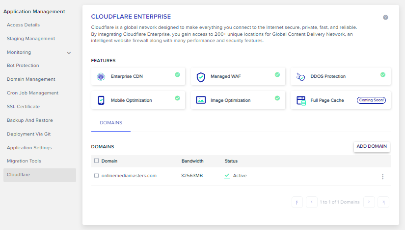 Cloudflare enterprise on cloudways
