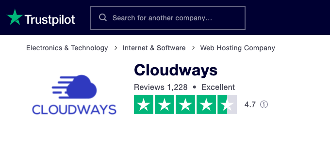 Cloudways trustpilot review
