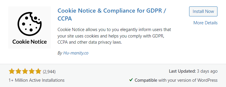 Cookie notice compliance for gdpr ccpa plugin