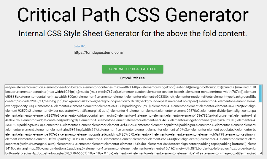 Critical path css generator