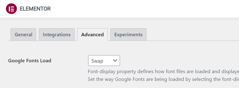 Elementor google fonts swap