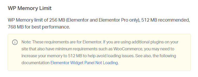 Elementor memory limit
