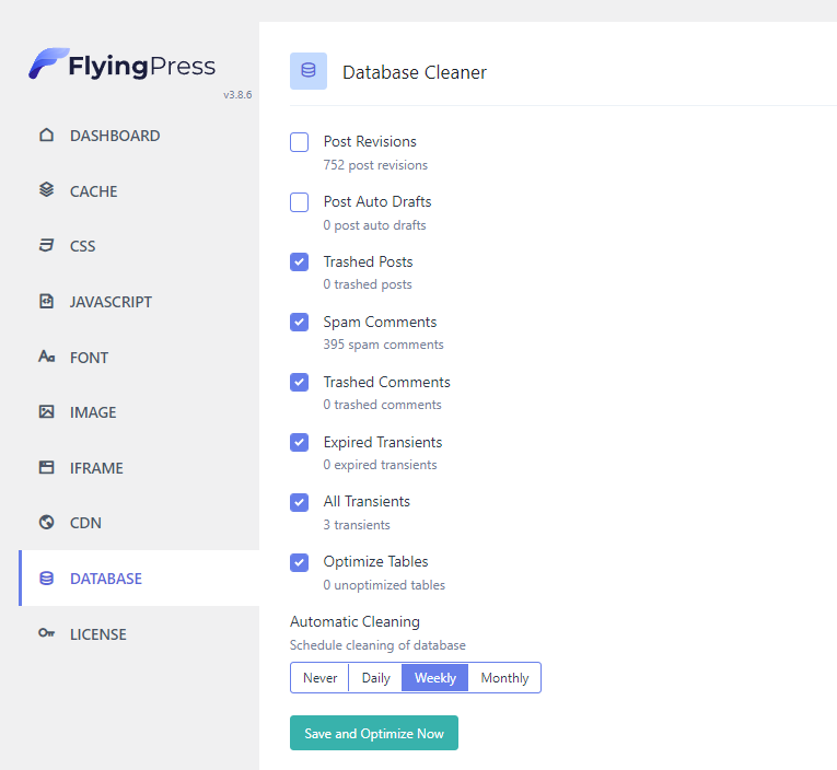Flyingpress database settings