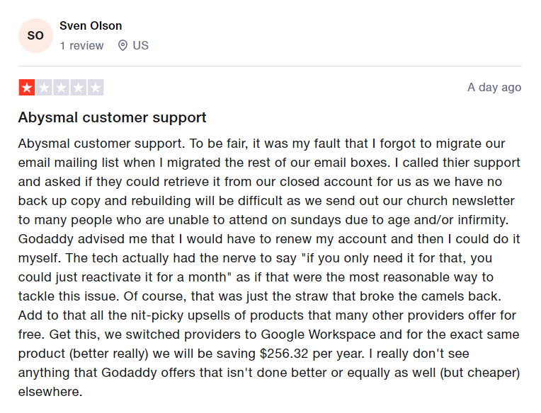 Godaddy support review