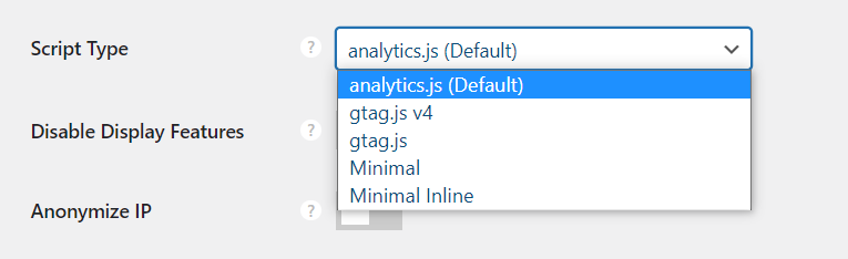 Google analytics script type