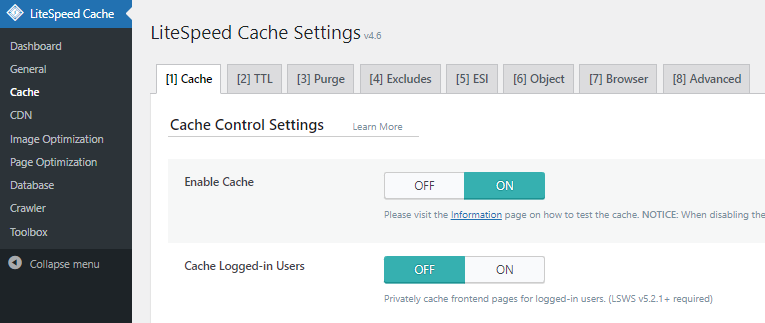 Litespeed cache plugin