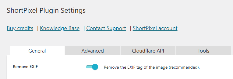 Shortpixel remove exif data