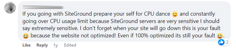 Siteground cpu dance your fault