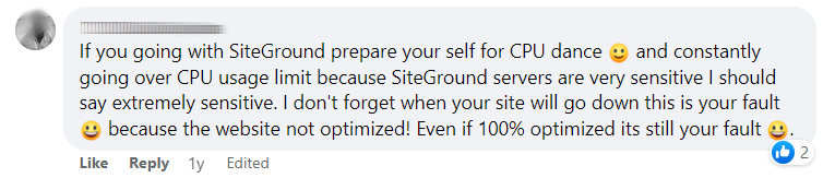Siteground cpu dance your fault