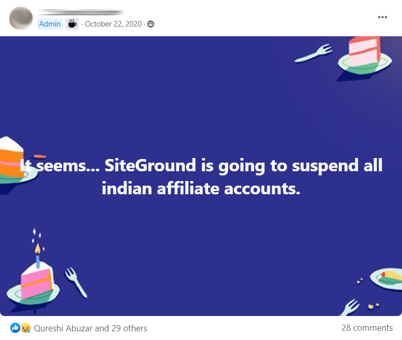 Siteground suspends indian accounts