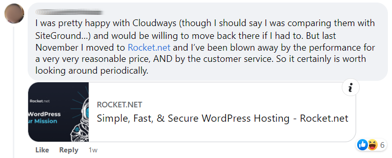 Siteground to cloudways to rocket. Net 2