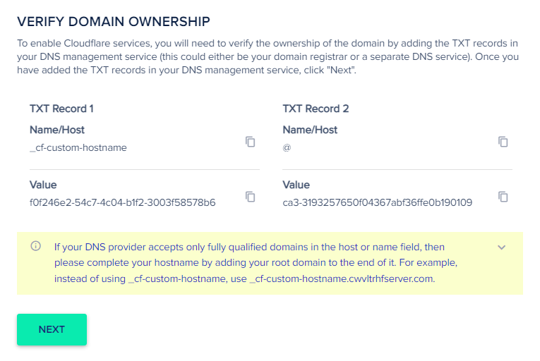 Verify domain ownership for cloudflare enterprise on cloudways