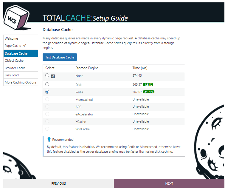 W3 total cache database cache setup guide